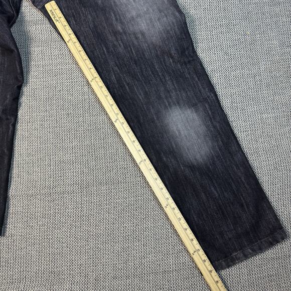 Southpole Jeans Mens 32x30 Black Straight Denim Pants Y2K Streetwear Whiskered - Picture 6 of 7